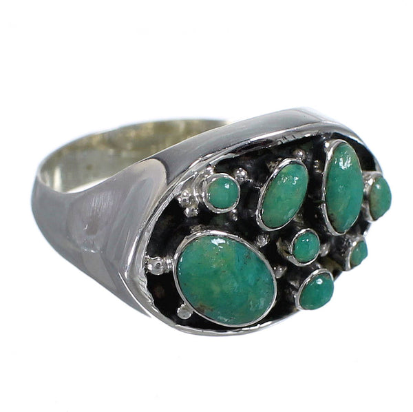 Southwestern Turquoise And Sterling Silver Ring Size 6-1/4 YX84534